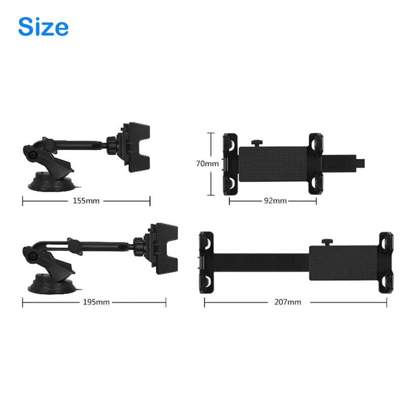 Car Tablet Mount Phone Holder For Windshield Dashboard Rotating IPad IPhone GPS Stand With UltraSt 8