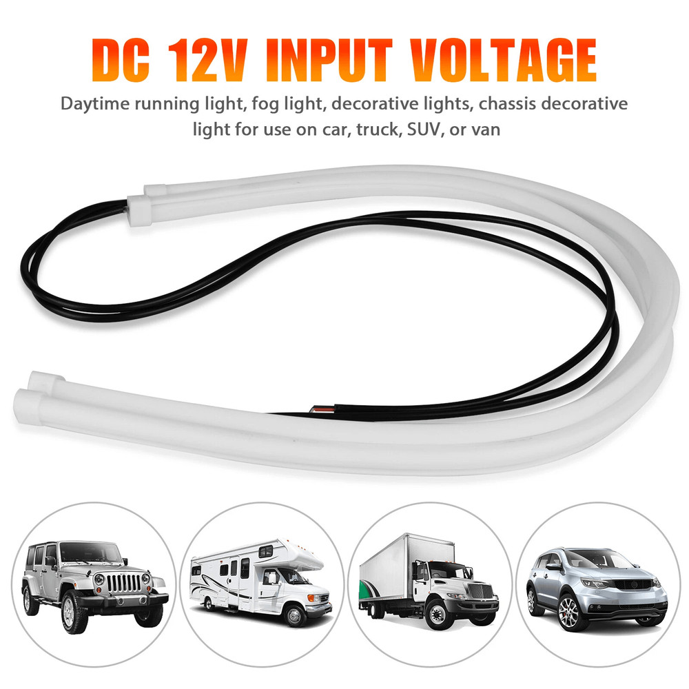White Flexible LED Strip Lights For Car Headlights Waterproof 6000K Daytime Running DRL Light Strip 2