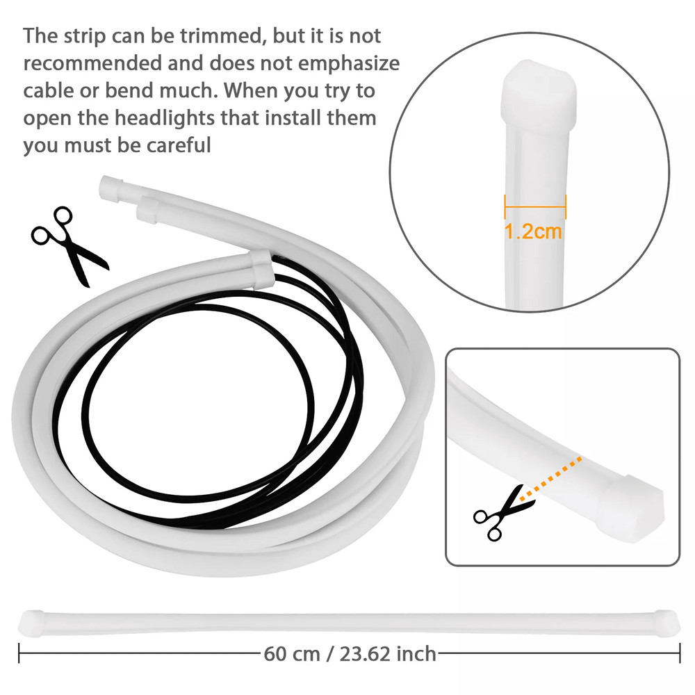 White Flexible LED Strip Lights For Car Headlights Waterproof 6000K Daytime Running DRL Light Strip 5