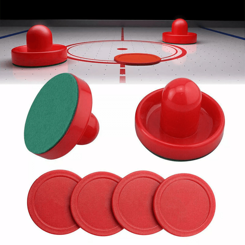 Replacement Air Hockey Set For Home Table Game 2 Red Pucks  4 Sliders Pushers 0