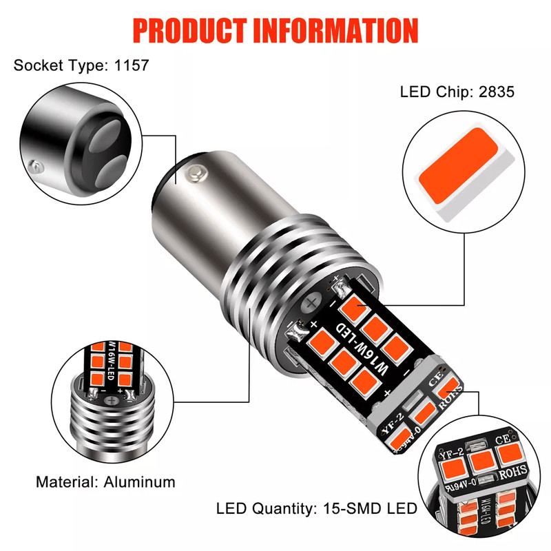 LED Strobe Flashing Brake Tail Stop Lights Red Safety Alert Bulbs 1