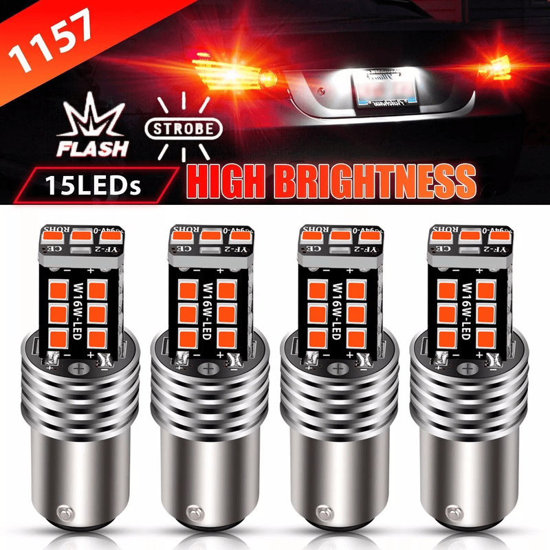 LED Strobe Flashing Brake Tail Stop Lights Red Safety Alert Bulbs 0
