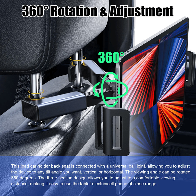 360 Car Back Seat Headrest Mount Tablet Holder For 47129 IPad Adjustable Universal Stand For Kids E 4
