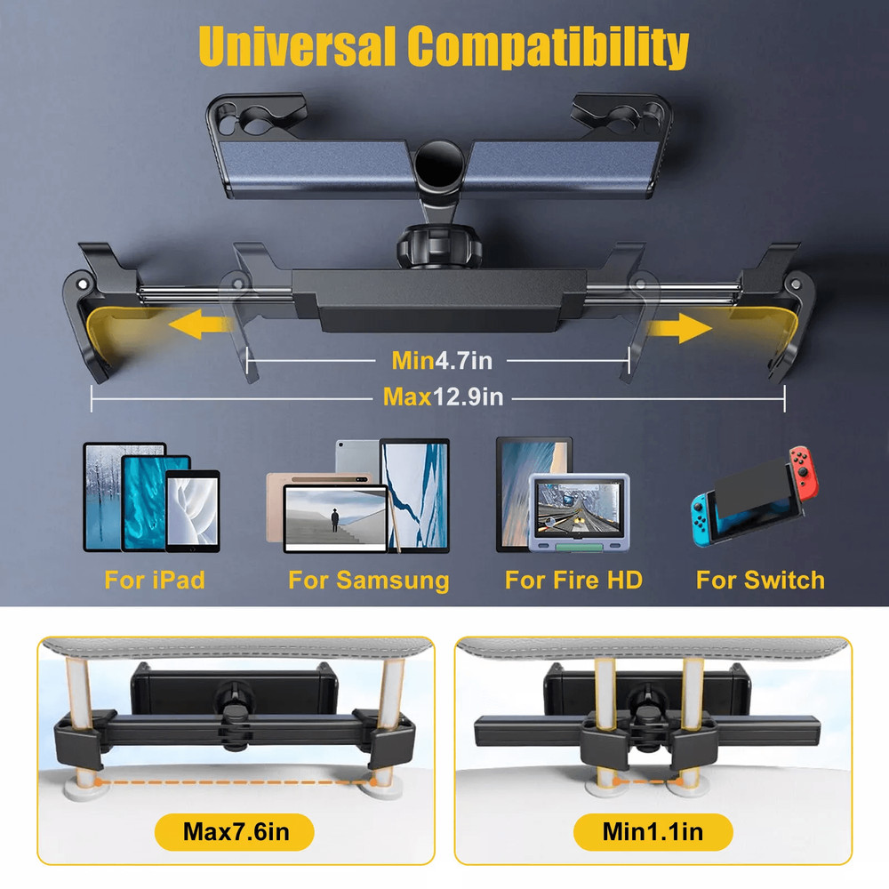 360 Car Back Seat Headrest Mount Tablet Holder For 47129 IPad Adjustable Universal Stand For Kids E 6