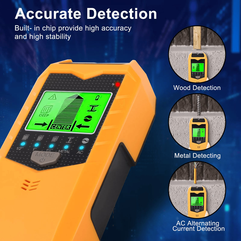 Digital Stud Finder Wood Metal Pipe Wire Wall Scanner Sensor With LCD Display Auto Calibration For  2