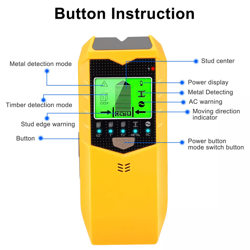 Digital Stud Finder Wood Metal Pipe Wire Wall Scanner Sensor With LCD Display Auto Calibration For  6