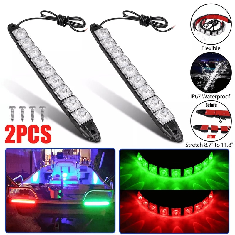 Waterproof Red Green LED Navigation Boat Bow Lights Submersible Marine LED Strips 0