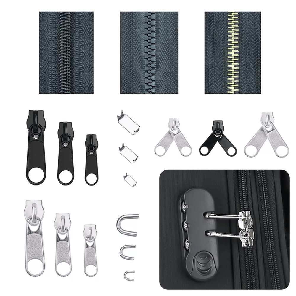 AllinOne Zipper Fix Kit Complete Removable Rescue Replacement Set With Plier For Clothing Bags Tent 7