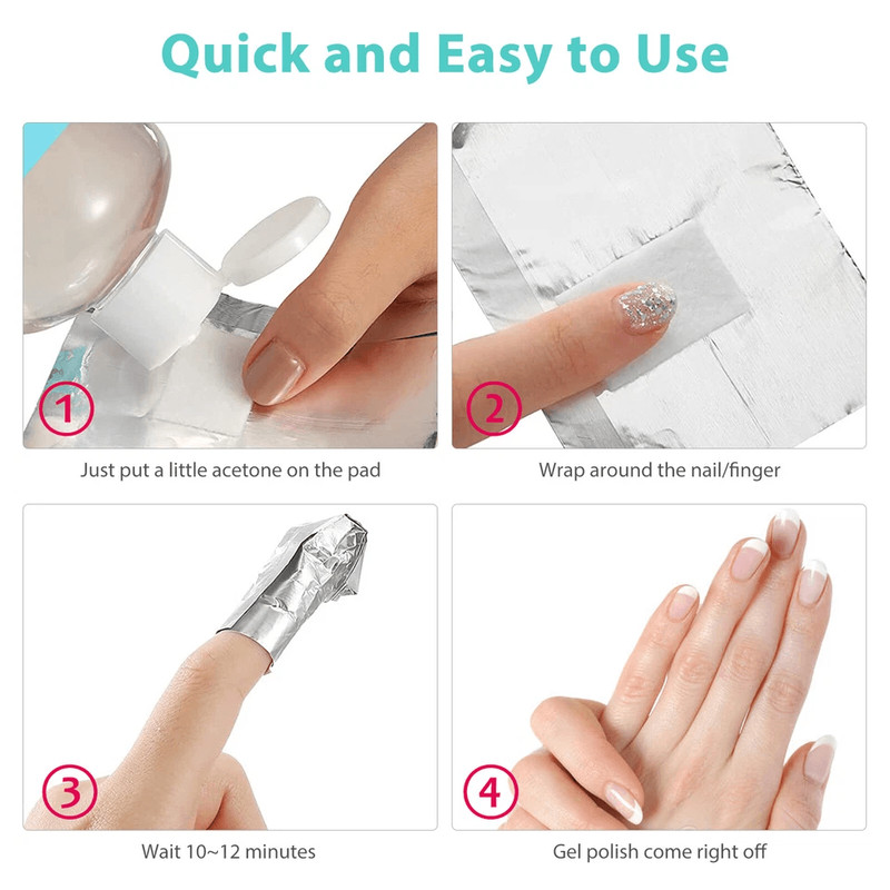 Aluminum Foil Nail Wraps For Soak Off Gel Polish Remover Manicure Cleaner Kit 2