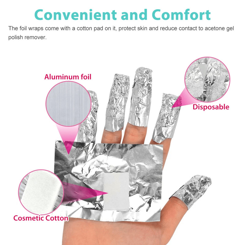 Aluminum Foil Nail Wraps For Soak Off Gel Polish Remover Manicure Cleaner Kit 3