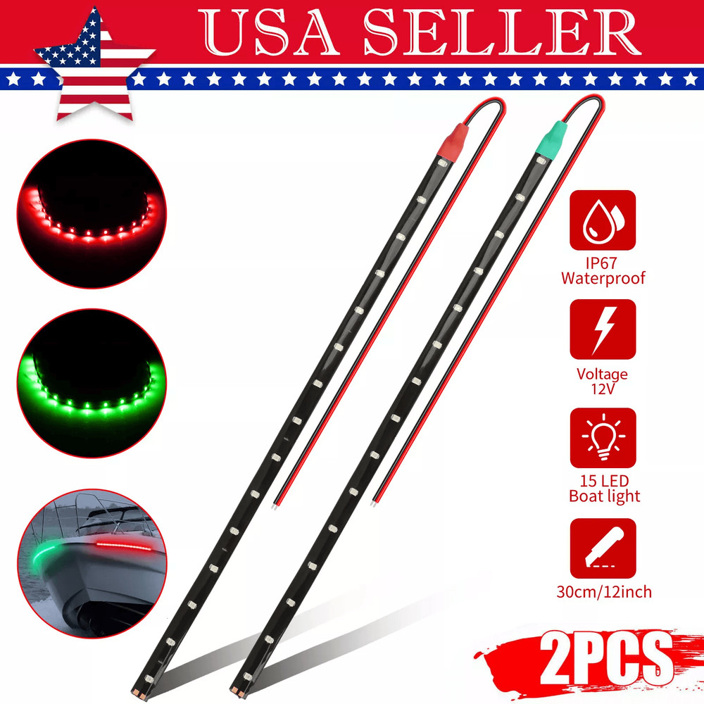 Red Green Submersible Navigation Light Waterproof Marine Boat Bow LED Strips For Pontoon Yacht Ding 0