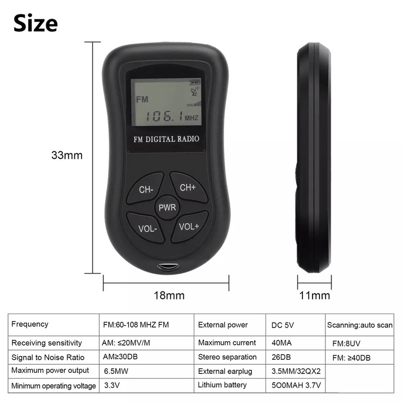 Portable Pocket Mini Digital FM Radio LCD Display Stereo Receiver W Earphones Ideal For Travel Walk 7