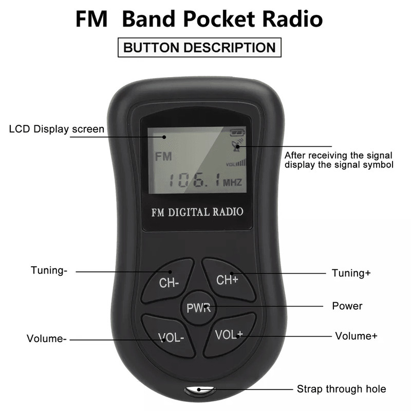 Portable Pocket Mini Digital FM Radio LCD Display Stereo Receiver W Earphones Ideal For Travel Walk 6