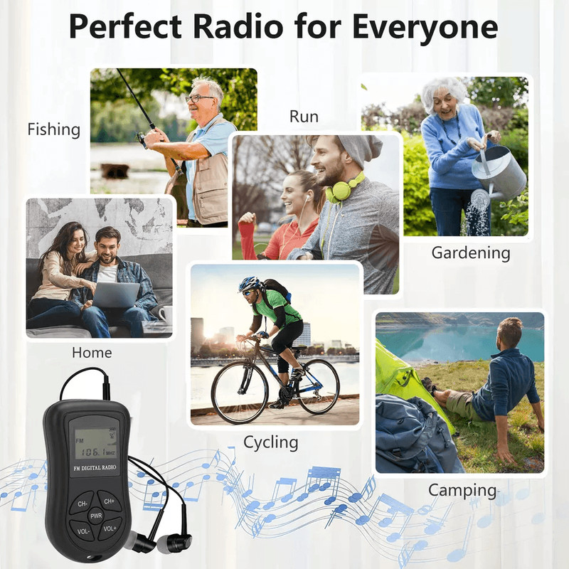 Portable Pocket Mini Digital FM Radio LCD Display Stereo Receiver W Earphones Ideal For Travel Walk 4