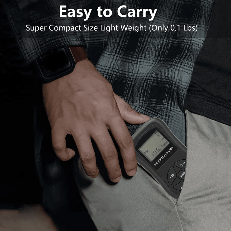 Portable Pocket Mini Digital FM Radio LCD Display Stereo Receiver W Earphones Ideal For Travel Walk 3