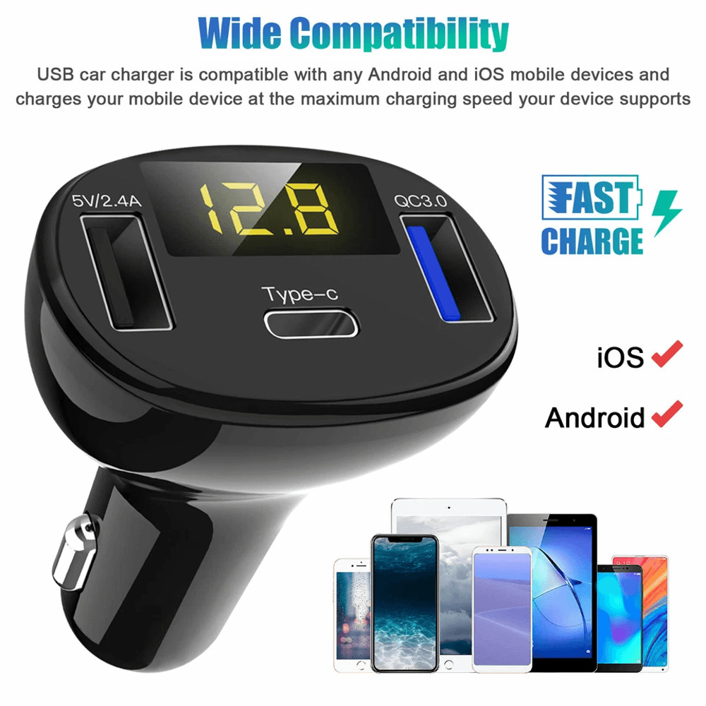 Fast Charge Dual USB TypeC PD Car Charger Adapter For IPhone Android Devices 4