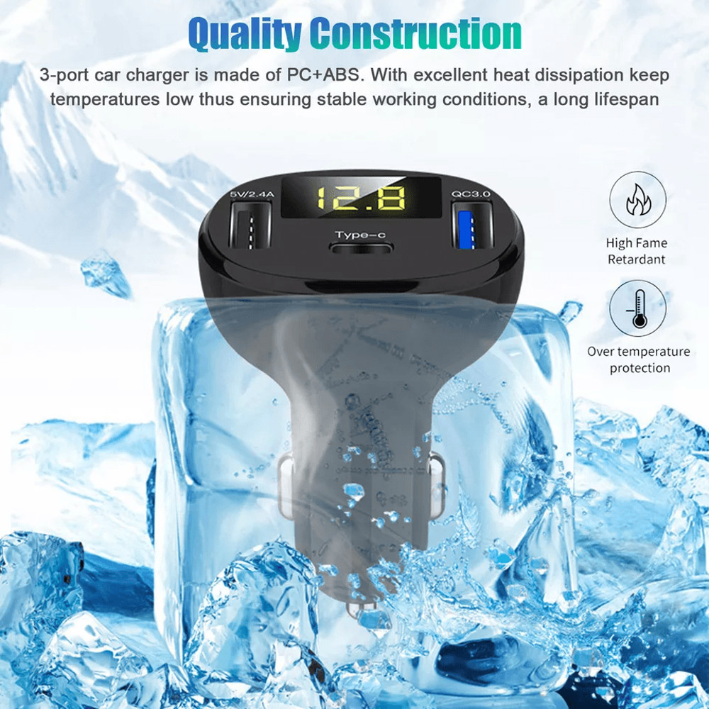 Fast Charge Dual USB TypeC PD Car Charger Adapter For IPhone Android Devices 3