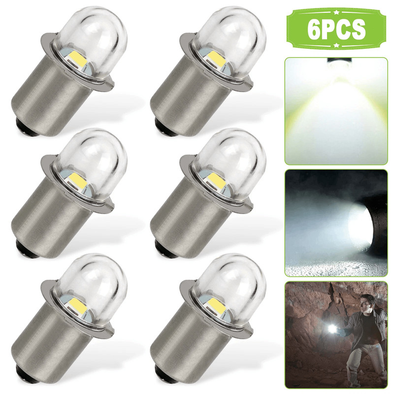 6Pcs P135S LED Flashlight Torch Bulbs 3V White Light Super Bright Upgrade Replacement For Flashlig 0