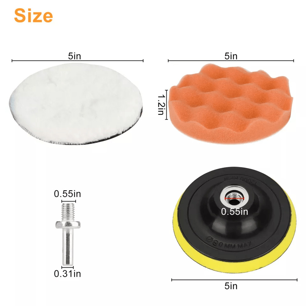 Car Polishing Buffing Pad Set Foam Waxing Sponge  Wool Polisher Kit For Drill Ideal For Auto Paint  5
