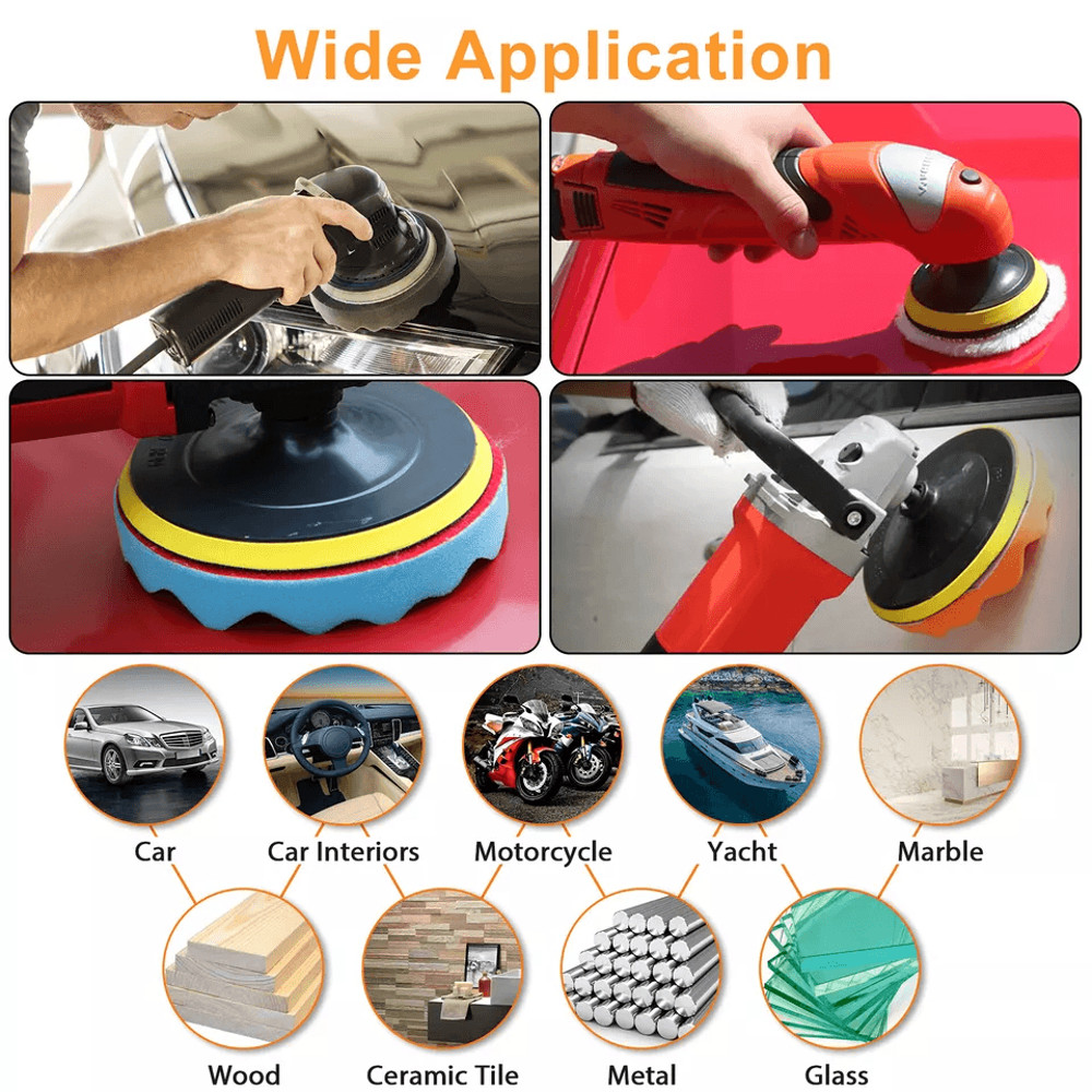 Car Polishing Buffing Pad Set Foam Waxing Sponge  Wool Polisher Kit For Drill Ideal For Auto Paint  2