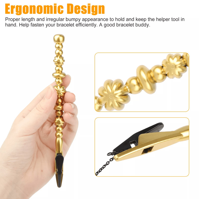 2X Bracelet Wearing Helper Stick Tool Long Clamp Chain Fastener Clip Plastic Hand Chain Aid For One 1