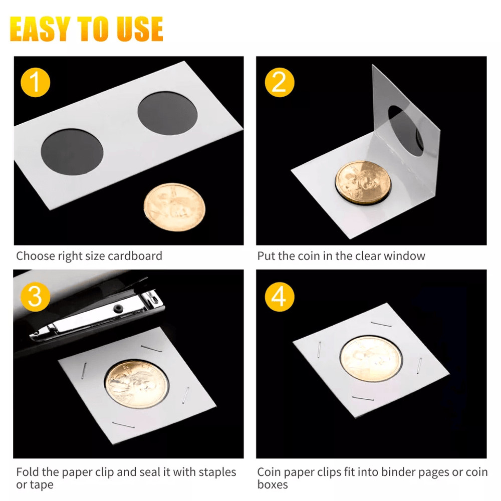Coin Holders Mylar Paper Cardboard Flips In 4 Sizes For Coin Collection Storage Album Book 2