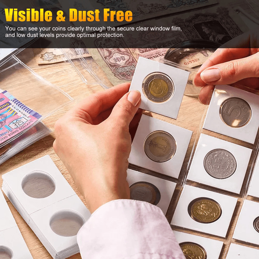 Coin Holders Mylar Paper Cardboard Flips In 4 Sizes For Coin Collection Storage Album Book 3
