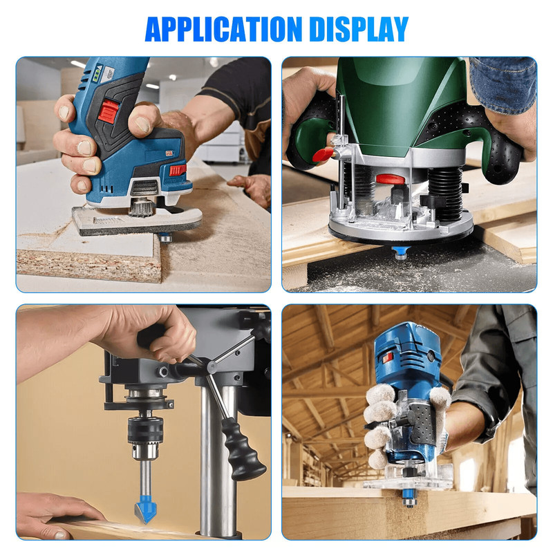 12 Piece Tungsten Carbide Router Bit Set Shank Woodworking Tools For Trimming Grooving Edging  DIY  0