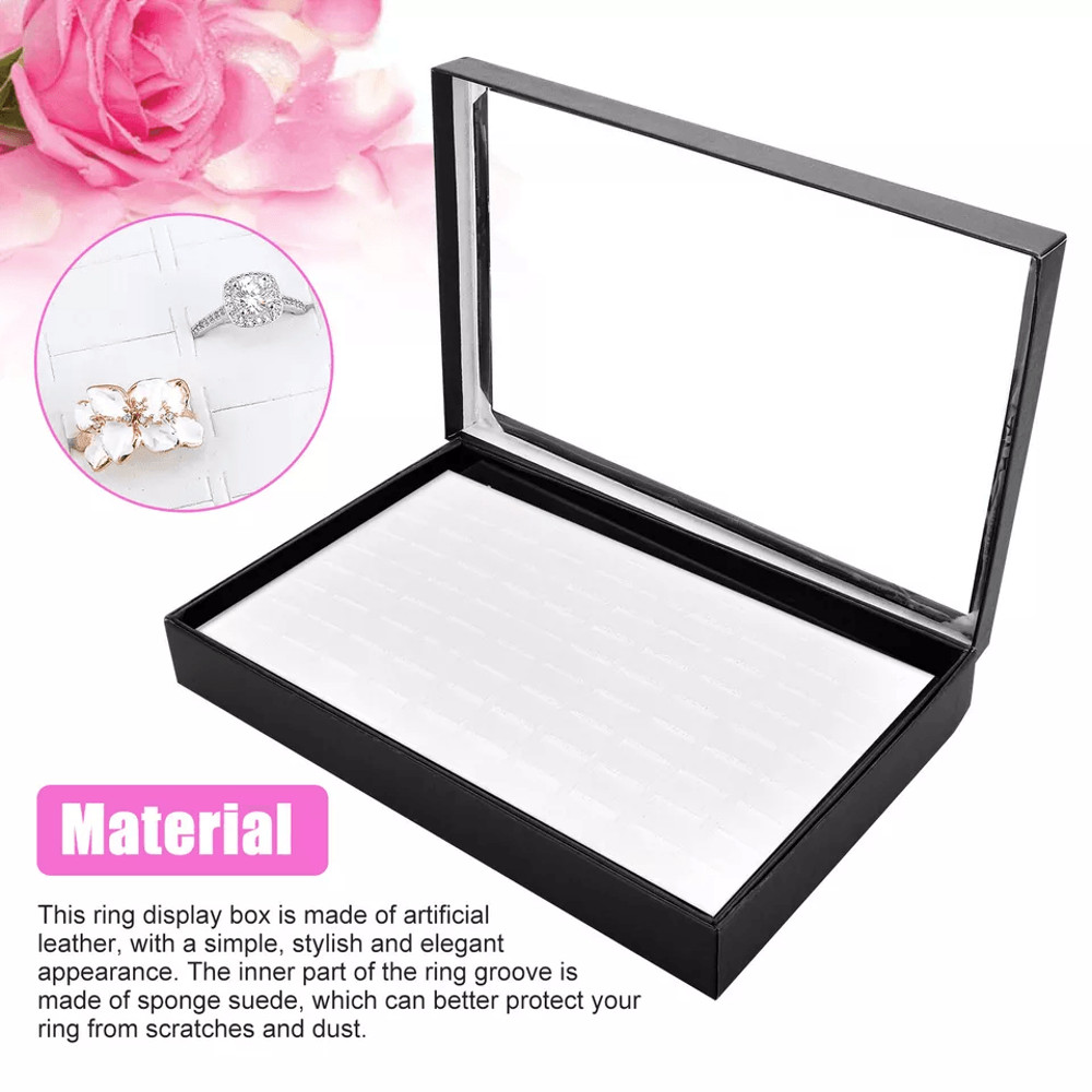 Premium Jewelry Ring Display Organizer Case Tray Faux Leather Earring Storage Box With 100 Slots Fo 4