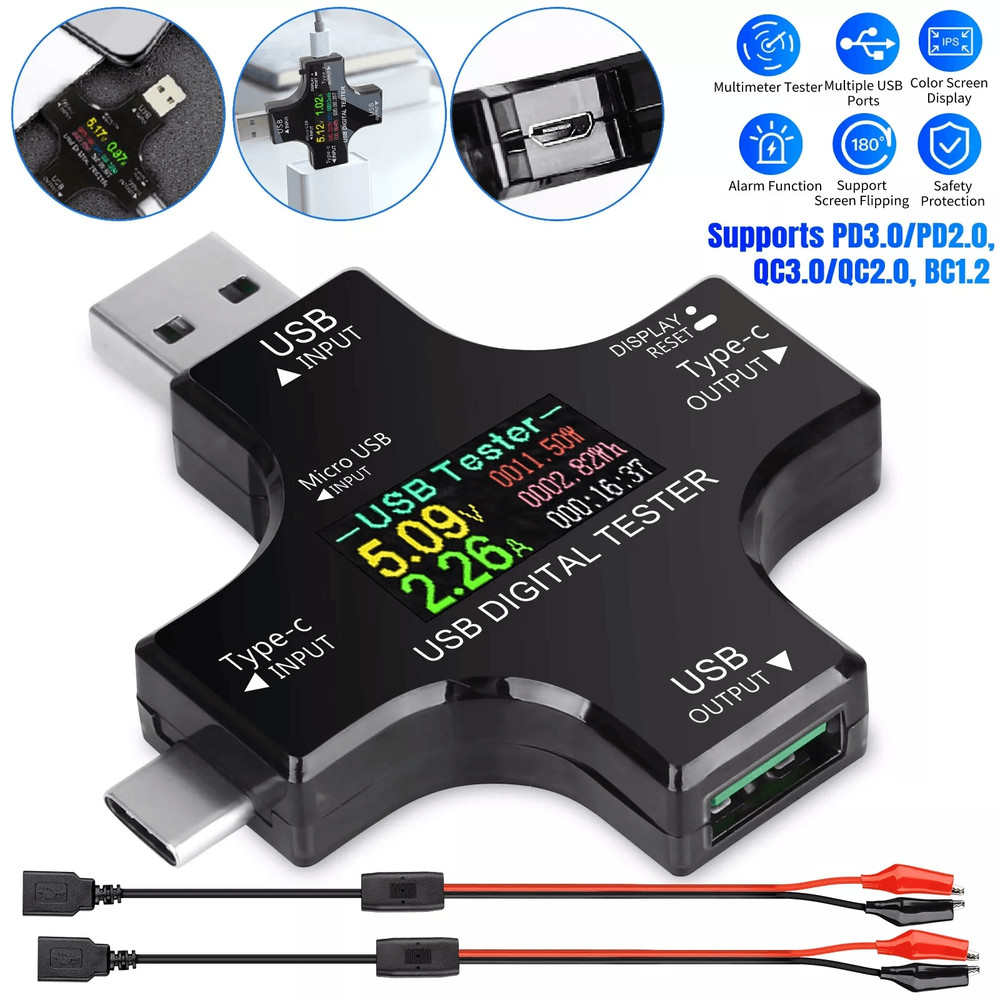 Advanced TypeC USB Digital Meter Tester Multimeter RealTime Current Voltage Power Monitor For Cable 0
