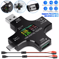advanced type-c usb digital meter tester multimeter, real-time current voltage power monitor for cables, chargers