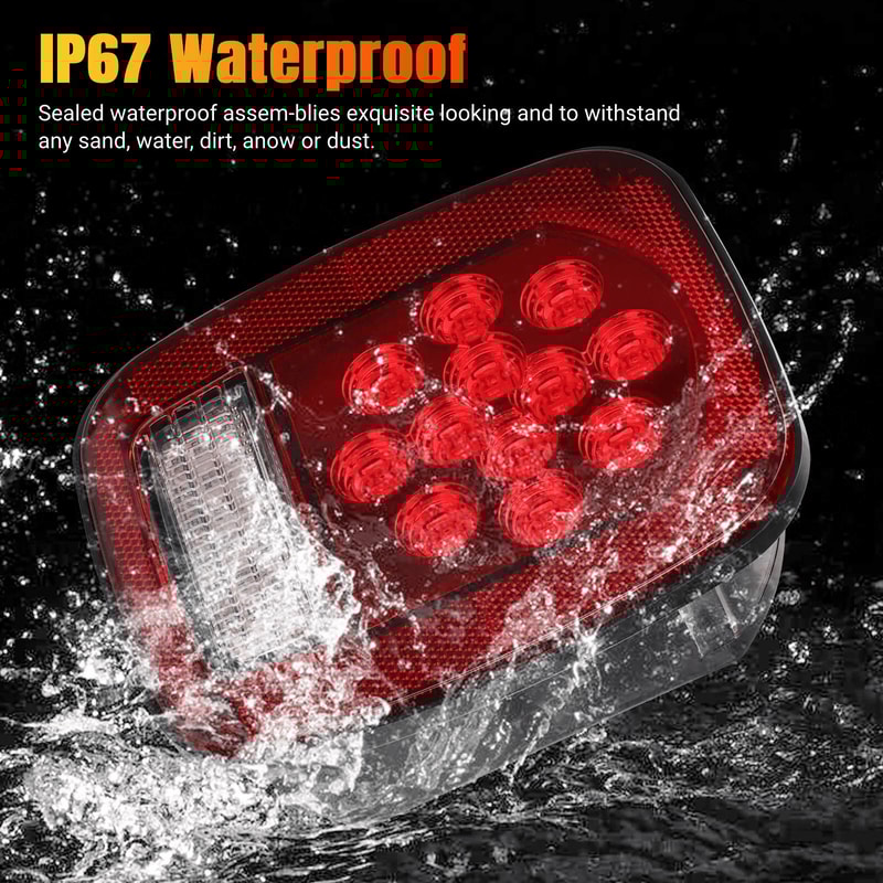 1 Pair Rear 39 LED Tail Lights Brake License Plate Lamp Waterproof Square Stop Turn Tail Light For 4