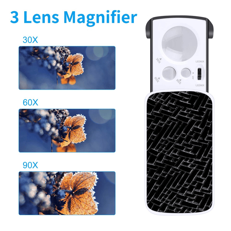 Jewelry Magnifier Loop Eye With LED Light Folding Magnifying Glass For Gems Watches Rocks And Hobby 4