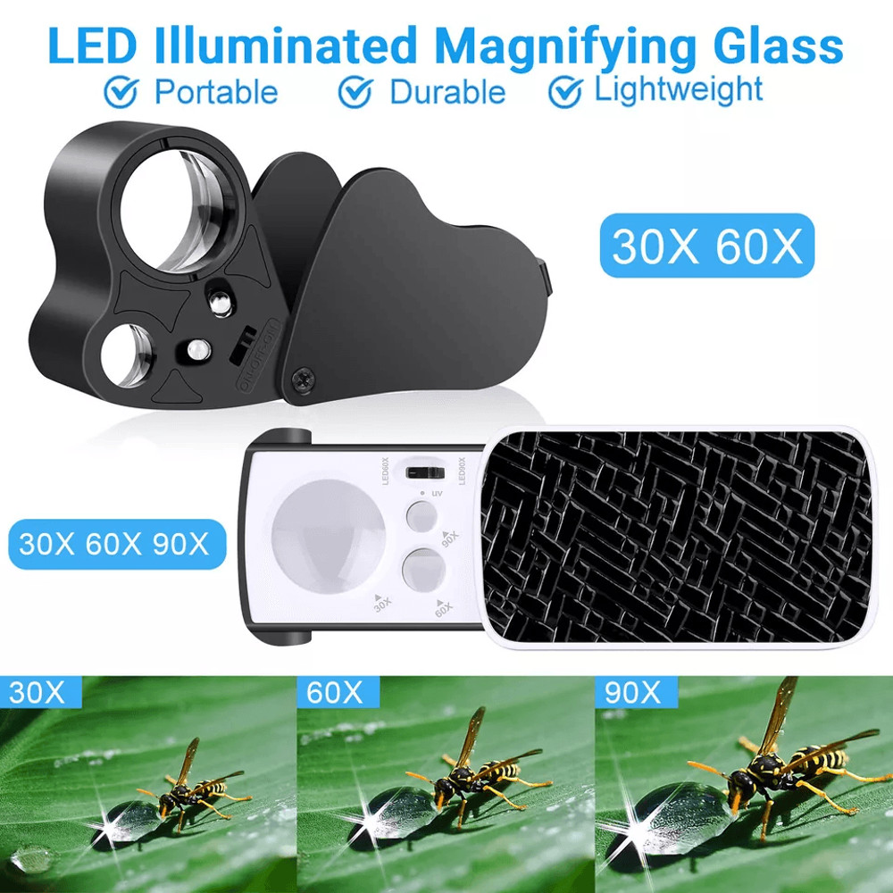 Jewelry Magnifier Loop Eye With LED Light Folding Magnifying Glass For Gems Watches Rocks And Hobby 1