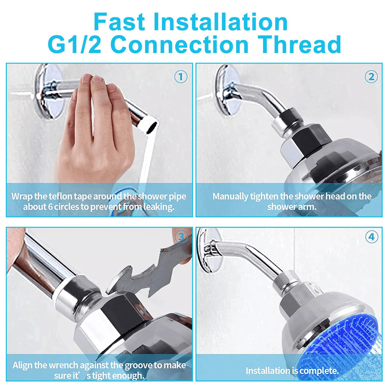 ColorChanging LED Shower Head With 7 RGB Lights And Water Filtration For Bathroom Spa Experience 4