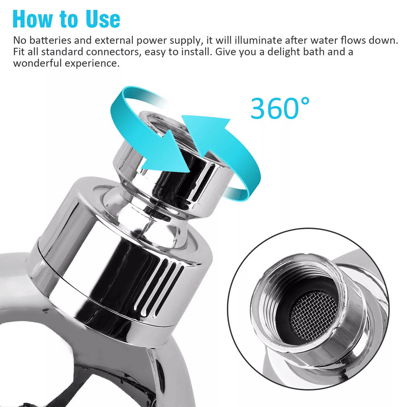 ColorChanging LED Shower Head With 7 RGB Lights And Water Filtration For Bathroom Spa Experience 3