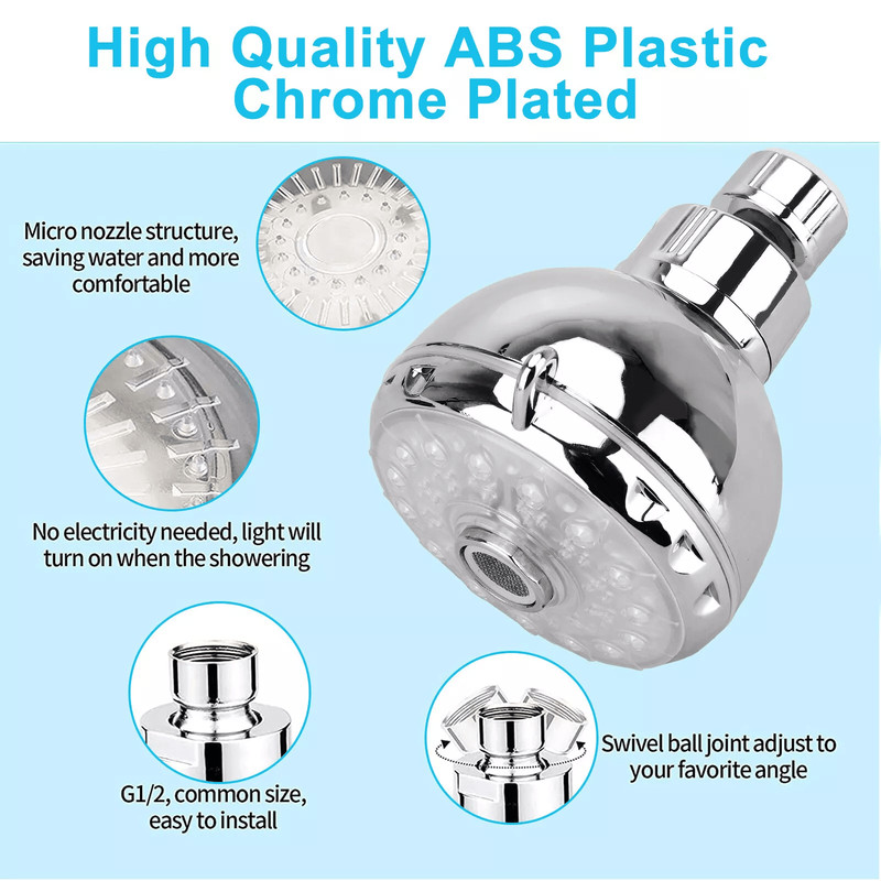 ColorChanging LED Shower Head With 7 RGB Lights And Water Filtration For Bathroom Spa Experience 2