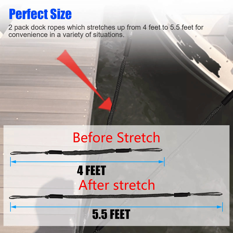 2X Marine Bungee Cord Dock Line Heavy Duty Boat Mooring Rope Tie Down Stretchable Docking Line Floa 6
