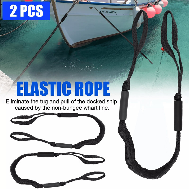 2X Marine Bungee Cord Dock Line Heavy Duty Boat Mooring Rope Tie Down Stretchable Docking Line Floa 0