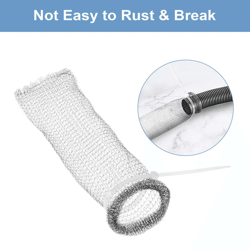 Washing Machine Lint Drain Filter Screen Steel Wire Mesh Traps With Ties For Hoses Prevents Clogs I 2