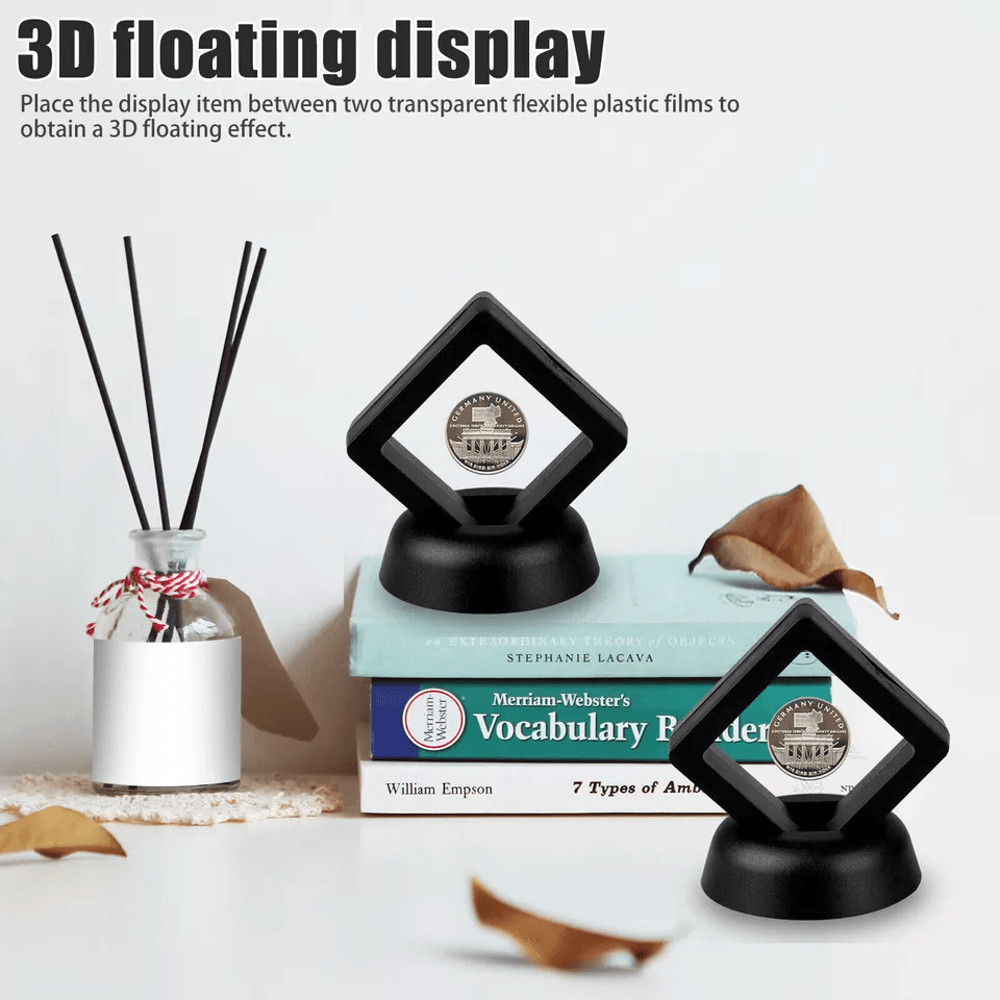 3D Floating Coin Display Frame Stand Holder Case Box Transparent Showcase For Jewelry Challenge Coi 2