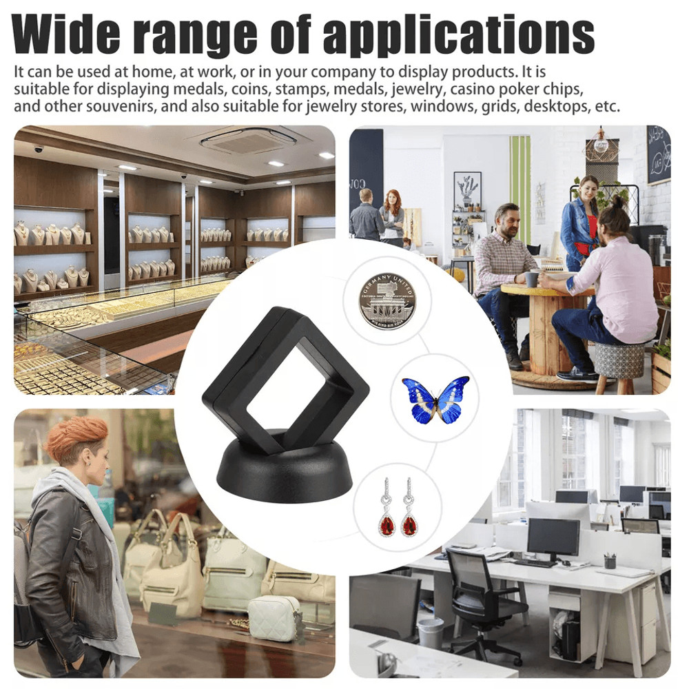3D Floating Coin Display Frame Stand Holder Case Box Transparent Showcase For Jewelry Challenge Coi 3
