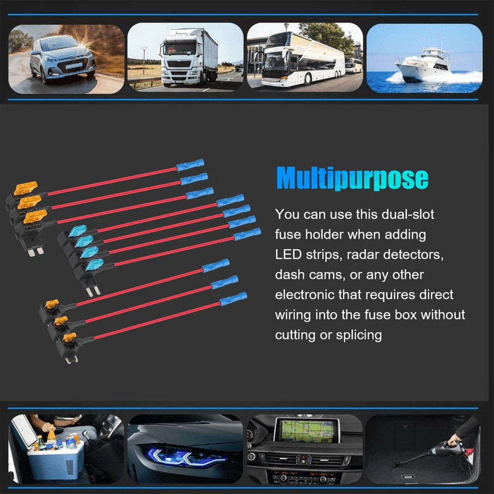 Car AddaCircuit Fuse Adapter Kit Standard Mini Blade Fuse Holders For Automotive Electrical Access 3