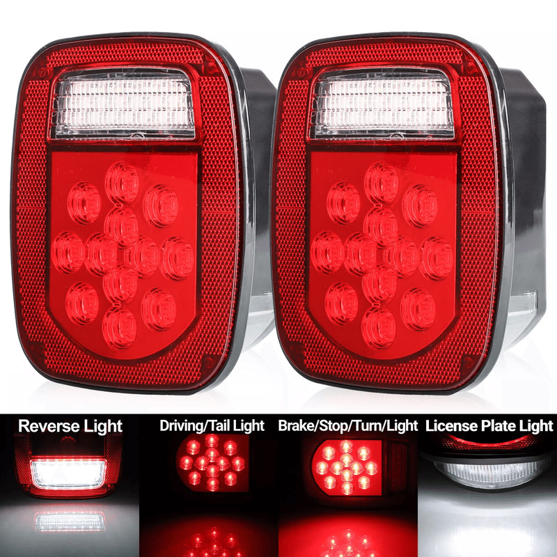 Rear LED Tail Lights With Brake  License Plate Lamp Waterproof 39 LED Stop Turn Signal Lights For T 0