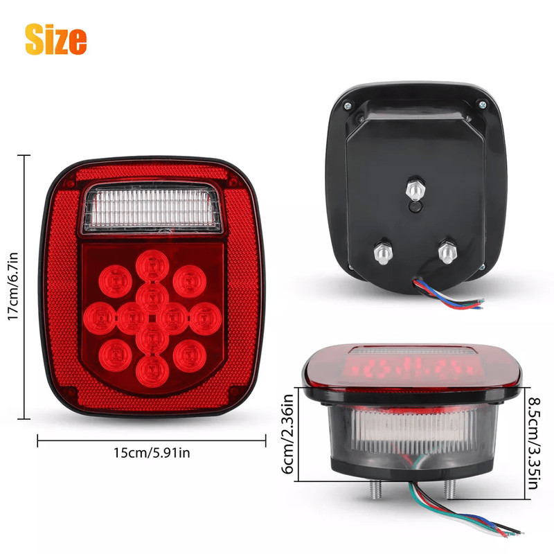 Rear LED Tail Lights With Brake  License Plate Lamp Waterproof 39 LED Stop Turn Signal Lights For T 6