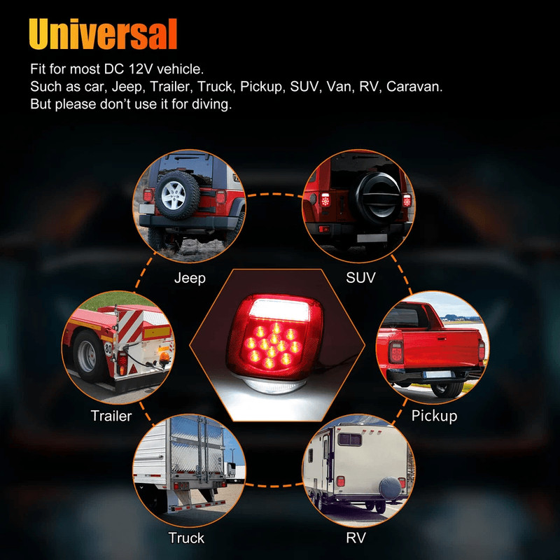 Rear LED Tail Lights With Brake  License Plate Lamp Waterproof 39 LED Stop Turn Signal Lights For T 3