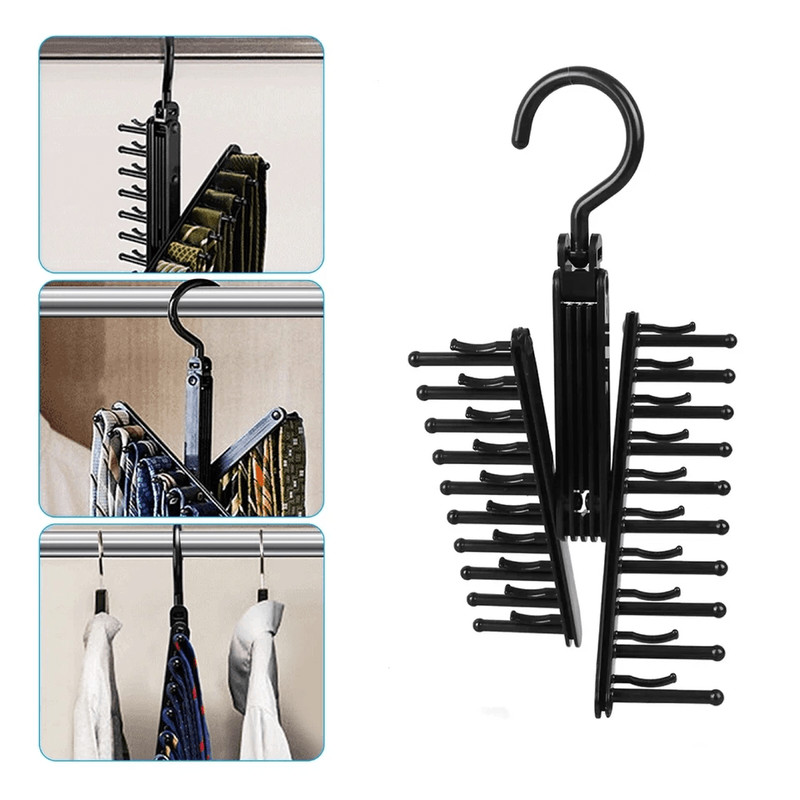 20 Hook Cross X Tie  Belt Hanger NonSlip Closet Organizer With Swivel Design 0