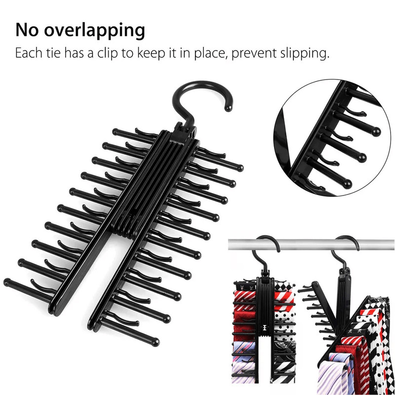 20 Hook Cross X Tie  Belt Hanger NonSlip Closet Organizer With Swivel Design 1