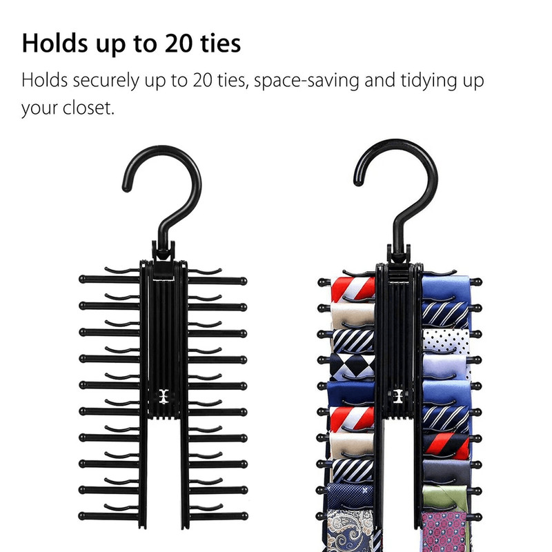 20 Hook Cross X Tie  Belt Hanger NonSlip Closet Organizer With Swivel Design 2
