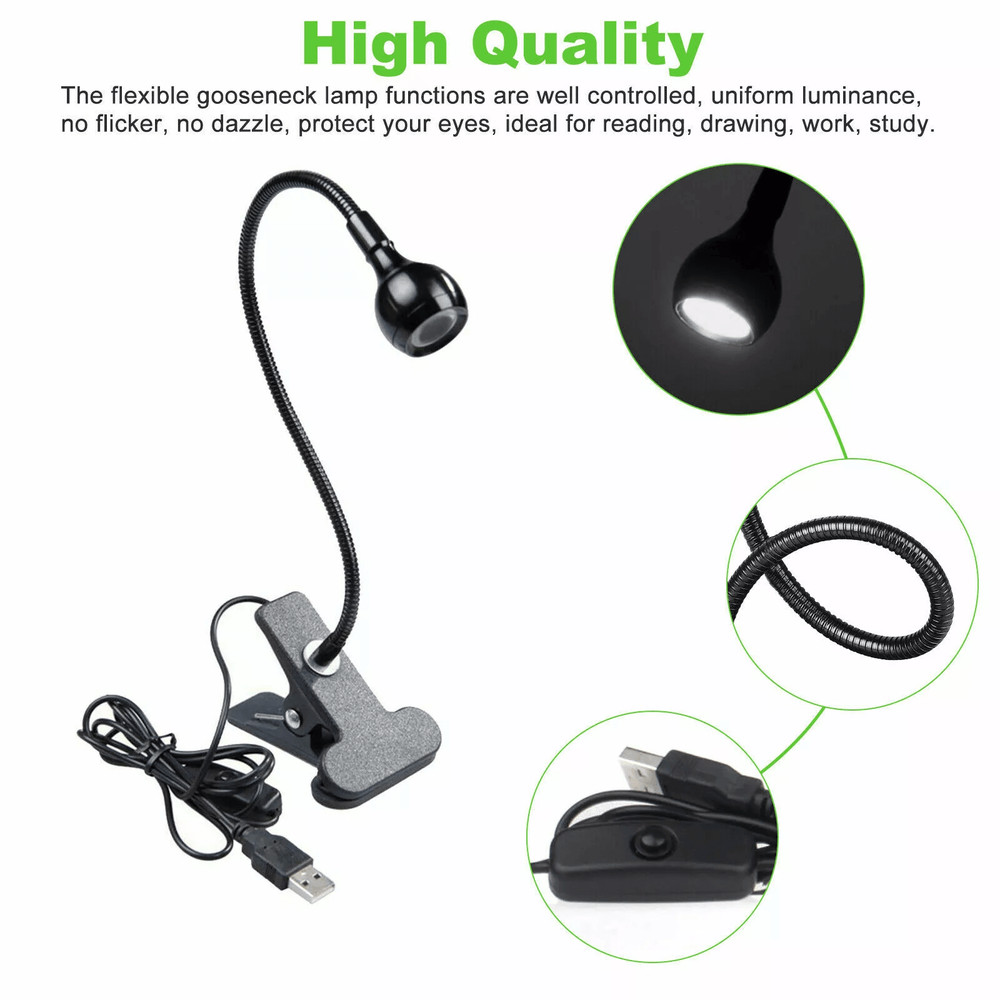 USB Reading Night Light Flexible LED Book Lamp With Clip For Laptop Bed Desk And Computer 1